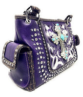 Laser Cut Premium Rhinestone Cross Western Embroidered Concealed Carry Handbag/Matching Wallet in 6 Color