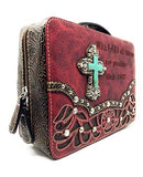 Bible Cover Cut Out Embroidered Scripture Verse Rhinestone Agate Cross Book Case Multi-Color