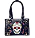 Western Sugar Skull Womens Embroidery Cross Rhinestone Concealed Carry Handbag in 5 colors