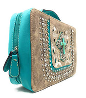 Western Bible Cover Cut Out Embroidered Scripture Verse Rhinestone Agate Cross Book Case Multi-color