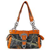 GoCowgirl Western Concealed Carry Gun Belt Buckle Purse Camouflage Handbag Camo W Matching Wallet (Orange)