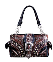 Western Rhinestone Rivet Floral Buckle Concealed Carry Handbag in 6 Colors GP939W168