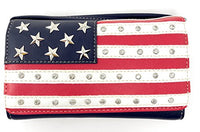 Texas West American Flag Rhinestone Women's Concealed Handbags Purse Wallet Set in Multi-Color