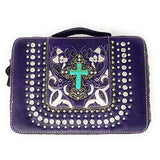 Western Bible Cover Cut Out Embroidered Scripture Verse Rhinestone Agate Cross Book Case Multi-color