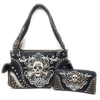 Rhinestone Metal Skull Women's Handbag, Wallet in 4 Colors (Gold/Black)