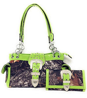 Texas West Western Concealed Carry Gun Belt Buckle Purse Camouflage Handbag Camo W Matching Wallet