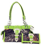 Western Rhinestone Camouflage Handbag With Matching Wallet In Multi Collections