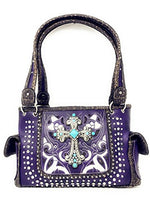 Laser Cut Premium Rhinestone Cross Western Embroidered Concealed Carry Handbag/Matching Wallet in 6 Color