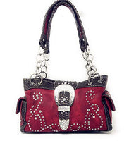 Premium Western Rhinestone Concealed Carry Buckle Floral Womens Shoulder Handbag Purse in Multi Color