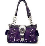 Premium Western Rhinestone Concealed Carry Buckle Floral Womens Shoulder Handbag Purse in Multi Color