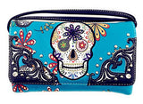 Texas West Western Rhinestone Flora Sugar Skull Crossbody Small Pouch Wallet in 3 colors