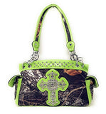 Premium Rhinestone Western Camouflage Cross Womens Shoulder Handbag Purse/Matching Wallet in 7 Colors