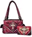 Premium Rhinestone Cross Western Embroidered Concealed Carry Handbag/Matching Wallet in 4 colors