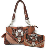 Premium Western Women's Angel Wings Buckle Handbag Messenger Bag Wallet and Set