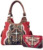 Texas West Women's Cross Flower Shoulder Handbag Purse in Multi-Color