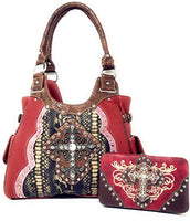 Texas West Women's Cross Flower Shoulder Handbag Purse in Multi-Color