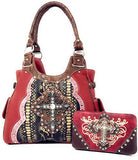 Texas West Women's Cross Flower Shoulder Handbag Purse in Multi-Color