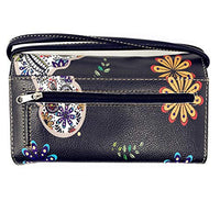 Texas West Western Rhinestone Flora Sugar Skull Crossbody Small Pouch Wallet in 3 colors