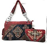 Texas West Women's Cross Flower Shoulder Handbag Wallet in 6 colors