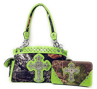 Western Rhinestone Camouflage Handbag With Matching Wallet In Multi Collections