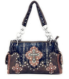 Premium Western Rhinestone Suede Leather Womens Handbag Purse With Cross In Multi Colors