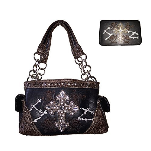 Texas West Women's Cross Concealed Carry Shoulder Handbag Wallet Set in 9 Colors