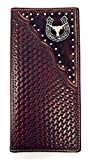 Premium Western Genuine Woven Leather Cow Fur Longhorn Mens Bifold Wallet In Multi Color