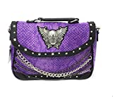 Texas West Women's Metal Skull With Wings and Chains Handbag Purse in 2 colors