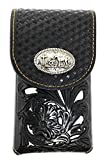 Texas West Western Cowboy Tooled Floral Leather Praying Cowboy Concho Belt Loop Medium Cellphone Holster Case