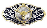Western Cowboy/Cowgirl Gold Silver Metal Long Belt Buckles In Multi Symbol