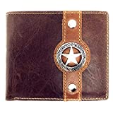 Texas West Tooled Lone Star Genuine Glossy Leather Men's Wallet in 3 Colors