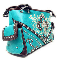 Premium Rhinestone Cross Western Embroidered Concealed Carry Handbag Purse in 6 colors