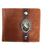 Western Genuine Leather Mens Metal Concho Rodeo Bifold Short Wallet in 3 colors