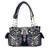 Western Rhinestone Conceal Carry Buckle Floral Concho Laser Cut Shoulder Handbag multi-color