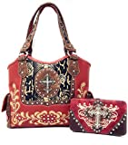 Texas West Women's Cross Flower Shoulder Handbag Purse in Multi-Color