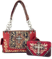 Texas West Women's Cross Concealed Carry Handbag Purse With Matching Wallet Mutil Colors