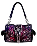 Western Rhinestone buckle Floral Design concealed carry handbag in 3 colors GP939W110ML