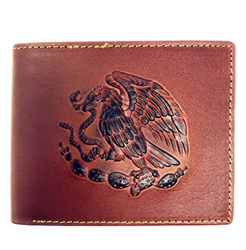 Western Genuine Leather Eagle Plain Mens Bifold Short Wallet in 2 Color