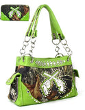 Western Rhinestone Camouflage Handbag With Matching Wallet In Multi Collections