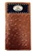 Western Men Brown Genuine Leather Ostrich CowFur Metal Emblem Tooled Long Wallet