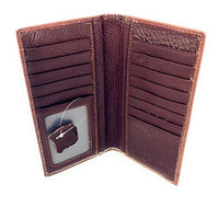 Premium Genuine Western Mens Embossed Basketweave Cowboy Long Wallet in Multi Emblem