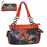 Western Rhinestone Camouflage Handbag With Matching Wallet In Multi Collections