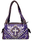 Premium Rhinestone Cross Western Embroidered Concealed Carry Handbag Purse in 6 colors