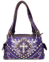 Premium Rhinestone Cross Western Embroidered Concealed Carry Handbag Purse in 6 colors