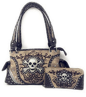 GoCowgirl Women's Skull Bones Skeleton Purse Handbag with Matching Wallet in 6 colors