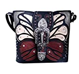 Western Rhinestone Buckle Buffterfly Concealed Carry Crossbody bag in 4 colors GP605W119