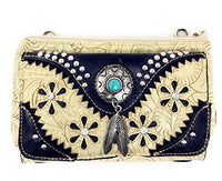 Western Rhinestone Embroidery Wallet Crossbody Clutch Bag Purse in Multi-Way