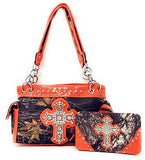 Western Rhinestone Camouflage Handbag With Matching Wallet In Multi Collections