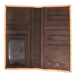 Western Genuine Leather Cowhide Cow fur Basketweave Texas State Men's Long Bifold Wallet in 3 colors