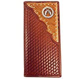 Premium Western Genuine Woven Leather Cow Fur Double Pistols Mens Bifold Wallet In 3 Color